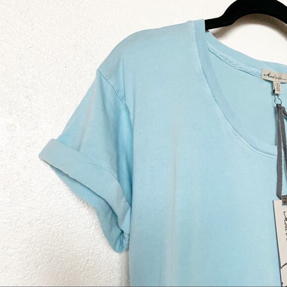 Mod-o-doc Light Blue Scoop Neck Cotton Split Side Tee Size Small - Picture 3 of 7